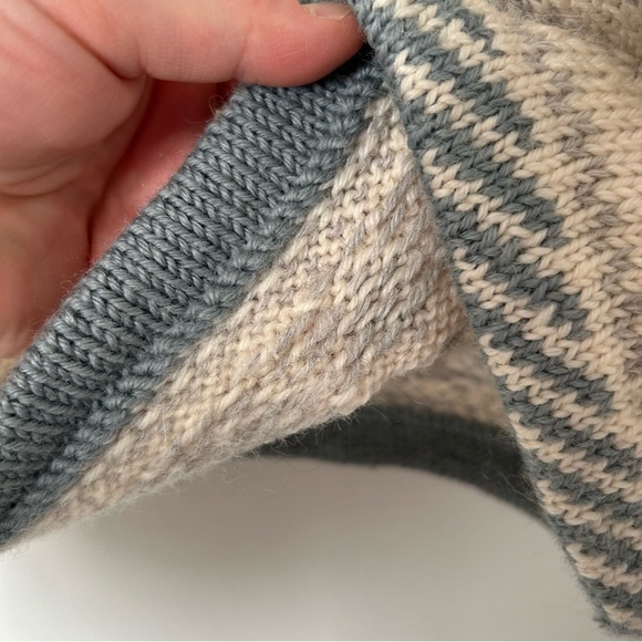 Vintage Norwegian Style Heavy Wool Knit Pullover Sweater Aprés-Ski Cream Grey M - Picture 7 of 12